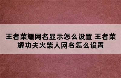 王者荣耀网名显示怎么设置 王者荣耀功夫火柴人网名怎么设置